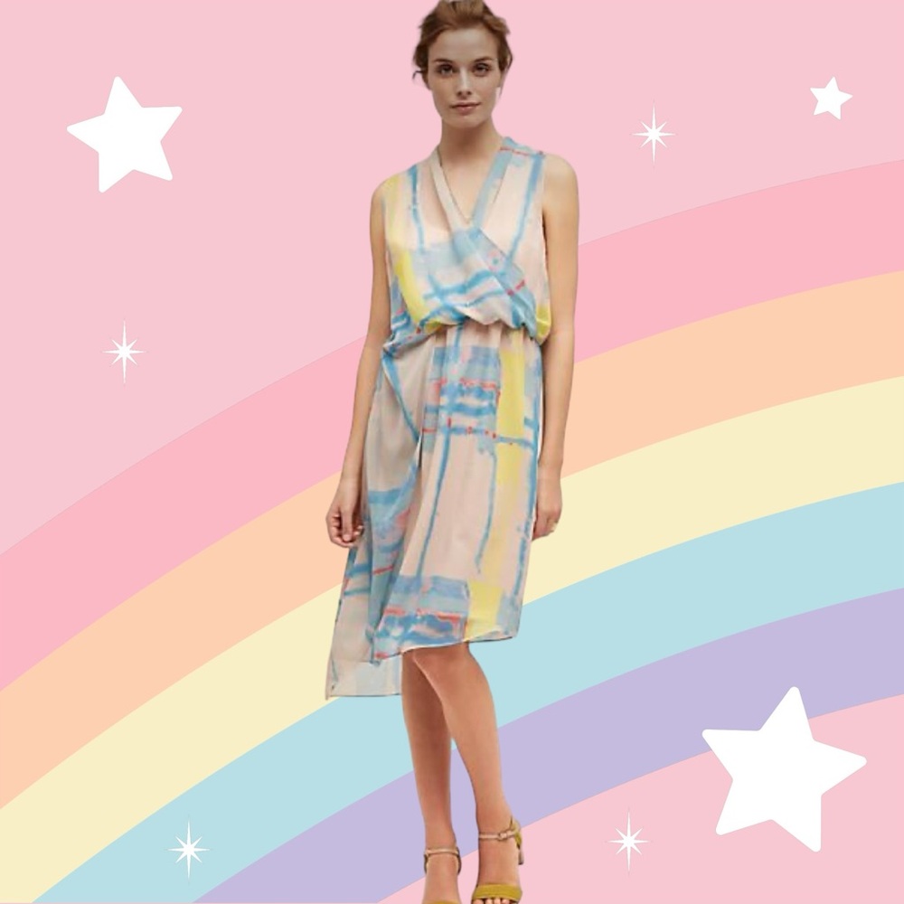 Dina Agam Watercolor Surplice Dress